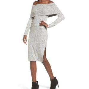 Socialite Grey Off the Shoulder Sweater Dress